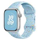 For Apple Watch 38mm Hole Style Butterfly Buckle Camouflage Silicone Watch Band(Light Blue) - 1