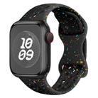 For Apple Watch 38mm Hole Style Butterfly Buckle Camouflage Silicone Watch Band(Black) - 1