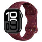 For Apple Watch Series 10 42mm Hole Style Butterfly Buckle Camouflage Silicone Watch Band(Wine Red) - 1