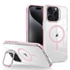 For iPhone 15 Pro Max J2 High Transparent MagSafe Magnetic Frame Holder Phone Case(Pink) - 1