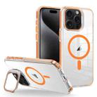 For iPhone 15 Pro Max J2 High Transparent MagSafe Magnetic Frame Holder Phone Case(Orange) - 1