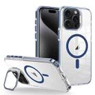 For iPhone 15 Pro J2 High Transparent MagSafe Magnetic Frame Holder Phone Case(Royal Blue) - 1