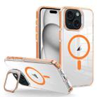 For iPhone 15 Plus J2 High Transparent MagSafe Magnetic Frame Holder Phone Case(Orange) - 1