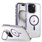 For iPhone 15 J2 High Transparent MagSafe Magnetic Frame Holder Phone Case(Dark Purple) - 1