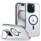 For iPhone 15 J2 High Transparent MagSafe Magnetic Frame Holder Phone Case(Royal Blue) - 1