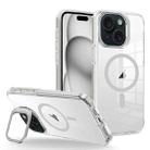 For iPhone 15 J2 High Transparent MagSafe Magnetic Frame Holder Phone Case(Grey) - 1