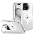 For iPhone 15 J2 High Transparent MagSafe Magnetic Frame Holder Phone Case(White) - 1