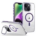 For iPhone 14/13 J2 High Transparent MagSafe Magnetic Frame Holder Phone Case(Dark Purple) - 1