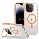 For iPhone 14 Pro J2 High Transparent MagSafe Magnetic Frame Holder Phone Case(Orange) - 1