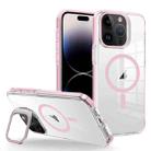 For iPhone 14 Pro Max J2 High Transparent MagSafe Magnetic Frame Holder Phone Case(Pink) - 1