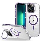 For iPhone 13 Pro Max J2 High Transparent MagSafe Magnetic Frame Holder Phone Case(Dark Purple) - 1