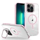 For iPhone 13 Pro Max J2 High Transparent MagSafe Magnetic Frame Holder Phone Case(Pink) - 1