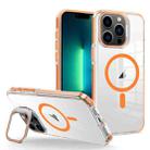 For iPhone 13 Pro Max J2 High Transparent MagSafe Magnetic Frame Holder Phone Case(Orange) - 1