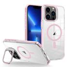 For iPhone 13 Pro J2 High Transparent MagSafe Magnetic Frame Holder Phone Case(Pink) - 1