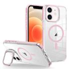 For iPhone 12/12 Pro J2 High Transparent MagSafe Magnetic Frame Holder Phone Case(Pink) - 1