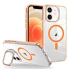 For iPhone 12/12 Pro J2 High Transparent MagSafe Magnetic Frame Holder Phone Case(Orange) - 1