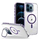 For iPhone 12 Pro Max J2 High Transparent MagSafe Magnetic Frame Holder Phone Case(Dark Purple) - 1