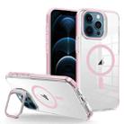 For iPhone 12 Pro Max J2 High Transparent MagSafe Magnetic Frame Holder Phone Case(Pink) - 1