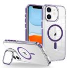 For iPhone 11 J2 High Transparent MagSafe Magnetic Frame Holder Phone Case(Dark Purple) - 1