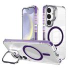 For Samsung Galaxy S24+ 5G J2 High Transparent MagSafe Magnetic Frame Holder Phone Case(Dark Purple) - 1