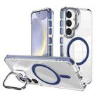 For Samsung Galaxy S24+ 5G J2 High Transparent MagSafe Magnetic Frame Holder Phone Case(Royal Blue) - 1