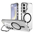 For Samsung Galaxy S24+ 5G J2 High Transparent MagSafe Magnetic Frame Holder Phone Case(Black) - 1