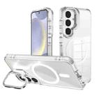 For Samsung Galaxy S24+ 5G J2 High Transparent MagSafe Magnetic Frame Holder Phone Case(White) - 1