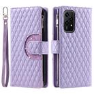 For Honor 200 Lite Glitter Lattice Zipper Wallet Leather Phone Case(Purple) - 3