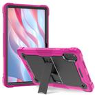 For Honor Pad X9 Shockproof Silicone Hybrid PC Tablet Case with Holder(Black + Rose Red) - 1