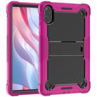 For Honor Pad X9 Shockproof Silicone Hybrid PC Tablet Case with Holder(Black + Rose Red) - 2