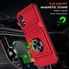 For Motorola Moto G Play 4G 2024 TPU+PC Shockproof Card Slot Phone Case with Metal Ring Holder(Red) - 2