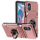 For Motorola Moto G Play 4G 2024 TPU+PC Shockproof Card Slot Phone Case with Metal Ring Holder(Rose Gold) - 1