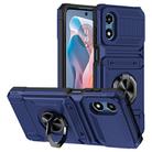 For Motorola Moto G Play 4G 2024 TPU+PC Shockproof Card Slot Phone Case with Metal Ring Holder(Blue) - 1