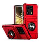 For Motorola Edge 50 Ultra TPU+PC Shockproof Card Slot Phone Case with Metal Ring Holder(Red) - 1