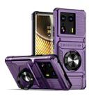 For Motorola Edge 50 Ultra TPU+PC Shockproof Card Slot Phone Case with Metal Ring Holder(Purple) - 1