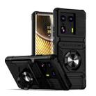 For Motorola Edge 50 Ultra TPU+PC Shockproof Card Slot Phone Case with Metal Ring Holder(Black) - 1