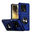 For Motorola Edge 50 Ultra TPU+PC Shockproof Card Slot Phone Case with Metal Ring Holder(Blue) - 1