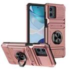 For Motorola Moto G 5G 2023 TPU+PC Shockproof Card Slot Phone Case with Metal Ring Holder(Rose Gold) - 1