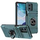 For Motorola Moto G 5G 2023 TPU+PC Shockproof Card Slot Phone Case with Metal Ring Holder(Green) - 1