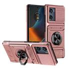 For Motorola Edge 50 Fusion TPU+PC Shockproof Card Slot Phone Case with Metal Ring Holder(Rose Gold) - 1