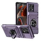 For Motorola Edge 50 Pro TPU+PC Shockproof Card Slot Phone Case with Metal Ring Holder(Purple) - 1