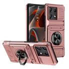 For Motorola Edge 50 Pro TPU+PC Shockproof Card Slot Phone Case with Metal Ring Holder(Rose Gold) - 1