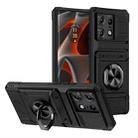 For Motorola Edge 50 Pro TPU+PC Shockproof Card Slot Phone Case with Metal Ring Holder(Black) - 1