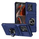 For Motorola Edge 50 Pro TPU+PC Shockproof Card Slot Phone Case with Metal Ring Holder(Blue) - 1