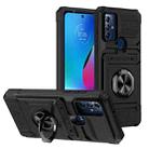 For Motorola G Pure TPU+PC Shockproof Card Slot Phone Case with Metal Ring Holder(Black) - 1