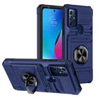 For Motorola G Pure TPU+PC Shockproof Card Slot Phone Case with Metal Ring Holder(Blue) - 1