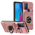 For Motorola Moto G Power 2022 TPU+PC Shockproof Card Slot Phone Case with Metal Ring Holder(Rose Gold) - 1