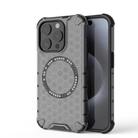 For iPhone 15 Pro Max Honeycomb Magnetic Ring Shockproof Phone Case(Black) - 1