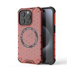 For iPhone 15 Pro Max Honeycomb Magnetic Ring Shockproof Phone Case(Red) - 1