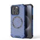 For iPhone 15 Pro Max Honeycomb Magnetic Ring Shockproof Phone Case(Blue) - 1